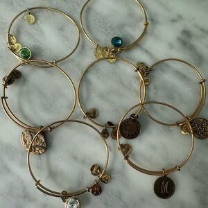 7 Alex and Ani Gold Charm Bracelets Collection